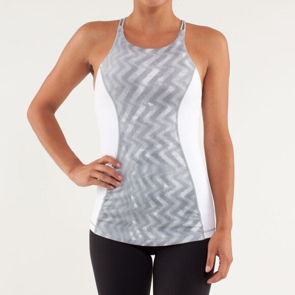 LULULEMON | Virtuous Tank Top Grey White | Sz. 4 - Picture 1 of 12